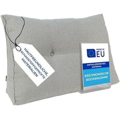 Pillows24 Bouclé Rückenkissen für Bett & Sofa 140cm, abnehmbarem Bezug Bequemes Keilkissen und Lesekissen fürs Bett, waschbarem Bezug, Großes Sofakissen für Rückenlehne und Sofa, Grau Pillows24 Bouclé Rückenkissen für Bett & Sofa 140cm, abnehmbarem Bezug Bequemes Keilkissen und Lesekissen fürs Bett, waschbarem Bezug, Großes Sofakissen für Rückenlehne und Sofa, Grau