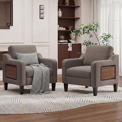 MALOL Sessel Wohnzimmer 2er Set, Ohrensessel Wohnzimmer mit Ausklappbarer Holzseitentisch, Polstersessel mit Armlehnen Einzelsofa, Relaxsessel,Lesesessel für Wohnzimmer Büro Schlafzimmer, Braun MALOL Sessel Wohnzimmer 2er Set, Ohrensessel Wohnzimmer mit Ausklappbarer Holzseitentisch, Polstersessel mit Armlehnen Einzelsofa, Relaxsessel,Lesesessel für Wohnzimmer Büro Schlafzimmer, Braun