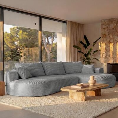 Mendler Sofa-Garnitur HWC-P19 Stoff/Textil hellgrau 3-Sitzer, Couch, Loungesofa, Cord (370, g/m²) Liegefläche, rechts Mendler Sofa-Garnitur HWC-P19 Stoff/Textil hellgrau 3-Sitzer, Couch, Loungesofa, Cord (370, g/m²) Liegefläche, rechts