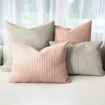Amilian Dekokissen 4er Set mit Füllung – Sofakissen Set 2x 50x50 cm & 2x 35x45 cm – Weiche Zierkissen, Couchkissen für Sofa Elfenlicht/Tauglanz Amilian Dekokissen 4er Set mit Füllung – Sofakissen Set 2x 50x50 cm & 2x 35x45 cm – Weiche Zierkissen, Couchkissen für Sofa Elfenlicht/Tauglanz