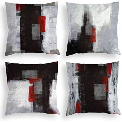 COLORPAPA Dekorative Kissenbezüge, abstrakte Kunstmalerei, Kissenbezüge für Sofa, Schlafzimmer, Wohnzimmer, 45,7 x 45,7 cm, Rot und Schwarz, 4 Stück COLORPAPA Dekorative Kissenbezüge, abstrakte Kunstmalerei, Kissenbezüge für Sofa, Schlafzimmer, Wohnzimmer, 45,7 x 45,7 cm, Rot und Schwarz, 4 Stück