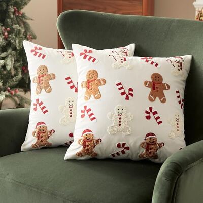 Sonive 2 Stück Weihnachten Kissenbezüge 45x45cm(18x18 in), Lebkuchen & Bonbonkrücke Dekokissen Weiche Kissenhülle für Sofa Deko Weihnachten Feiertag Dekoration Sonive 2 Stück Weihnachten Kissenbezüge 45x45cm(18x18 in), Lebkuchen & Bonbonkrücke Dekokissen Weiche Kissenhülle für Sofa Deko Weihnachten Feiertag Dekoration