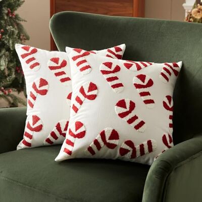 Sonive 2 Stück Weihnachten Kissenbezüge 45x45cm(18x18 in), Kleine Bonbonkrücke Dekokissen Weiche Kissenhülle für Sofa Deko Weihnachten Feiertag Dekoration Sonive 2 Stück Weihnachten Kissenbezüge 45x45cm(18x18 in), Kleine Bonbonkrücke Dekokissen Weiche Kissenhülle für Sofa Deko Weihnachten Feiertag Dekoration