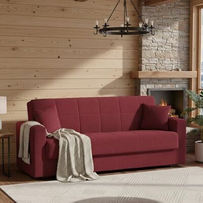 Dmora Schlafsofa 3-Sitzer Pinto 212x80 cm Rot mit Stauraum Dmora Schlafsofa 3-Sitzer Pinto 212x80 cm Rot mit Stauraum