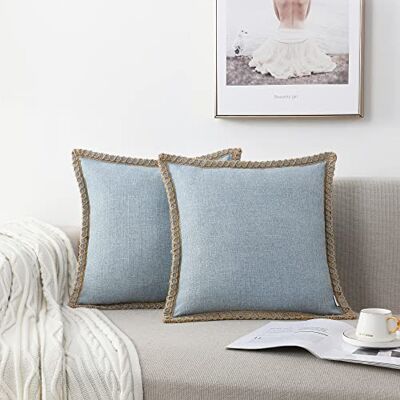 NordECO HOME 2er Set Kissenbezug 50x50 cm Blau Deko Kissen Leinen mit Verstecktem Reißverschluss Kissenhülle Dekorative Sofakissen für Sofa Schlafzimmer NordECO HOME 2er Set Kissenbezug 50x50 cm Blau Deko Kissen Leinen mit Verstecktem Reißverschluss Kissenhülle Dekorative Sofakissen für Sofa Schlafzimmer