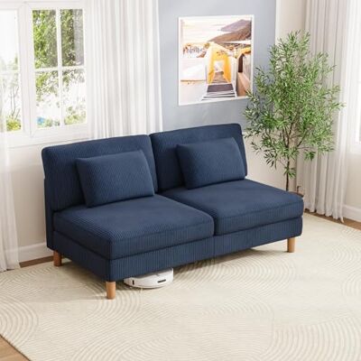 Vesgantti Cord 3 Sitzer Sofa ohne Armlehne, 166cm Modernes Dreiersofa mit Kissen, Kombination Sofa perfekt für Wohnzimmer, Schlafzimmer, Büro, werkzeuglose Montage, 166 * 88 * 84cm Vesgantti Cord 3 Sitzer Sofa ohne Armlehne, 166cm Modernes Dreiersofa mit Kissen, Kombination Sofa perfekt für Wohnzimmer, Schlafzimmer, Büro, werkzeuglose Montage, 166 * 88 * 84cm