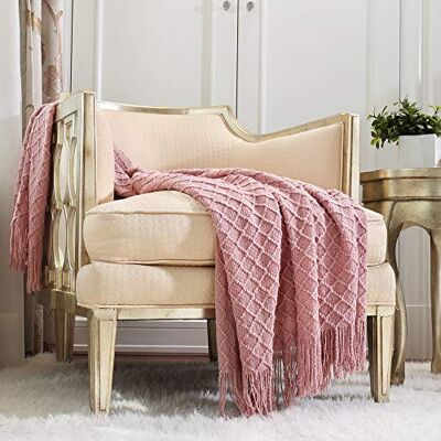 CREVENT Überwurf für Couch, Sofa, Stuhl, weich, dekorativ, für Frühling und Sommer, 127 x 152 cm, Altrosa/Blassrosa CREVENT Überwurf für Couch, Sofa, Stuhl, weich, dekorativ, für Frühling und Sommer, 127 x 152 cm, Altrosa/Blassrosa
