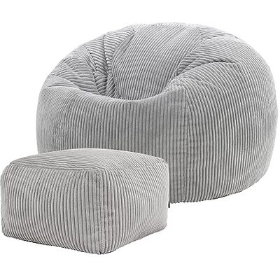 Icon Klassischer Sitzsack BeanBag mit Hocker aus Cord Icon Klassischer Sitzsack BeanBag mit Hocker aus Cord