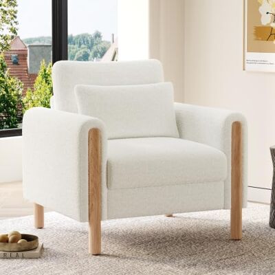 Merax Einzelsofa Sessel Lounge-Sofa Teddy-Stoff mit dicken Kissen & Armlehnen – Bequemer Relaxsessel 1-Sitzer für Wohnzimmer, Schlafzimmer & Büro, Weiß Merax Einzelsofa Sessel Lounge-Sofa Teddy-Stoff mit dicken Kissen & Armlehnen – Bequemer Relaxsessel 1-Sitzer für Wohnzimmer, Schlafzimmer & Büro, Weiß