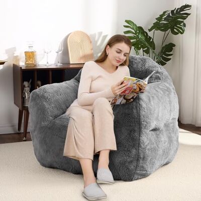 IDEALHOUSE Riesiger Bohnensack-Sessel, Kunst-Kaninchenfell, Hochdichtem Schaumstoff Armlehnen,Ideal für Wohnzimmer, Schlafzimmer und WG; besonders weich und formstabil IDEALHOUSE Riesiger Bohnensack-Sessel, Kunst-Kaninchenfell, Hochdichtem Schaumstoff Armlehnen,Ideal für Wohnzimmer, Schlafzimmer und WG; besonders weich und formstabil