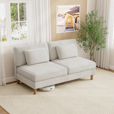 Vesgantti Cord 3 Sitzer Sofa ohne Armlehne, 166cm Modernes Dreiersofa mit Kissen, Kombination Sofa perfekt für Wohnzimmer, Schlafzimmer, Büro, werkzeuglose Montage, 166 * 88 * 84cm Vesgantti Cord 3 Sitzer Sofa ohne Armlehne, 166cm Modernes Dreiersofa mit Kissen, Kombination Sofa perfekt für Wohnzimmer, Schlafzimmer, Büro, werkzeuglose Montage, 166 * 88 * 84cm