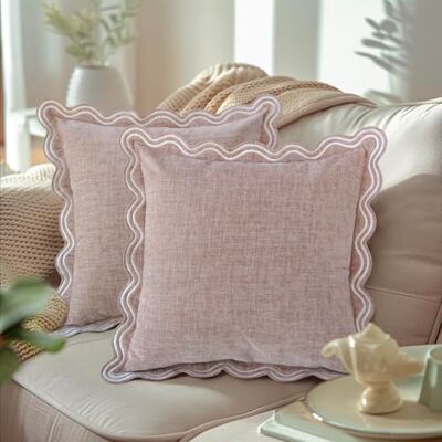 TINYSUN Dekorative Kissenbezüge, gewellt, doppelseitig Bestickt, Jakobsmuschel-Design, Premium-Chenille-Kissenbezüge für Wohnzimmer, Sofa, Couch, Bett, Altrosa, 45,7 x 45,7 cm, 2 Stück TINYSUN Dekorative Kissenbezüge, gewellt, doppelseitig Bestickt, Jakobsmuschel-Design, Premium-Chenille-Kissenbezüge für Wohnzimmer, Sofa, Couch, Bett, Altrosa, 45,7 x 45,7 cm, 2 Stück