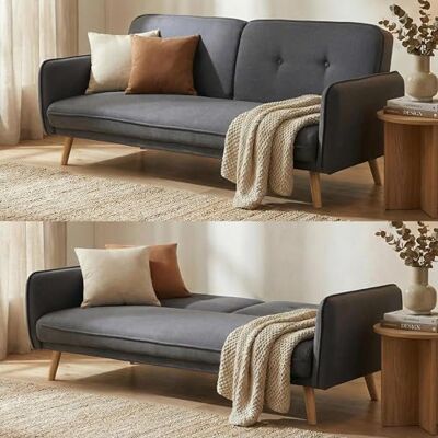 Mendler Schlafsofa HWC-J18 Schlaffunktion Stoff 185cm anthrazit-grau Couch, Klappsofa, Gästebett, Bettsofa, Textil Mendler Schlafsofa HWC-J18 Schlaffunktion Stoff 185cm anthrazit-grau Couch, Klappsofa, Gästebett, Bettsofa, Textil