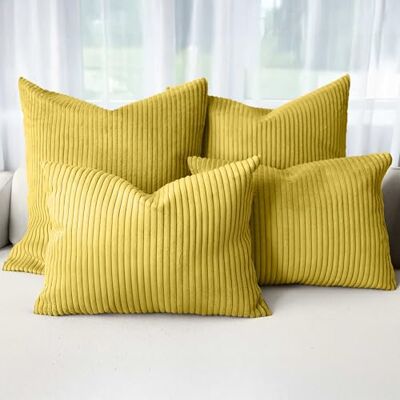 Amilian Dekokissen 4er Set mit Füllung – Sofakissen Set 2x 50x50 cm & 2x 35x45 cm – Weiche Zierkissen, Couchkissen für Sofa – Sonnentraum Amilian Dekokissen 4er Set mit Füllung – Sofakissen Set 2x 50x50 cm & 2x 35x45 cm – Weiche Zierkissen, Couchkissen für Sofa – Sonnentraum
