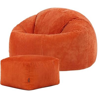 Icon Kingston Sitzsack mit Hocker Cord, Orange, Sitzsack Erwachsene mit Füllung, Bean Bag, Cord Sessel, Lounge Sessel, Lounge Stuhl, Schlafzimmer, Wohnzimmer, Wohnzimmer Möbel Icon Kingston Sitzsack mit Hocker Cord, Orange, Sitzsack Erwachsene mit Füllung, Bean Bag, Cord Sessel, Lounge Sessel, Lounge Stuhl, Schlafzimmer, Wohnzimmer, Wohnzimmer Möbel