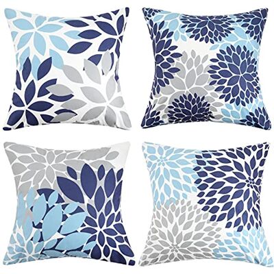 Hanrunsi Kissenbezug 45 x 45 Marineblauer Samt-Kissenbezug Set mit 4 quadratischen Kissenbezügen in Blaugrün und Grau dekorative Kissen für die Couch im Wohnzimmer Hanrunsi Kissenbezug 45 x 45 Marineblauer Samt-Kissenbezug Set mit 4 quadratischen Kissenbezügen in Blaugrün und Grau dekorative Kissen für die Couch im Wohnzimmer