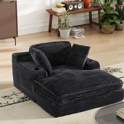 MALOL Boneless Couch Modernes Cord Bodensofa mit Schlaffunktion, Cloud Schlafsofa mit Chaiselongue, 3 Kissen, Bequeme Sofa Couch für Schlafzimmer & Wohnzimmer, Grau, 170cm * 133cm * 66cm, Schwarz MALOL Boneless Couch Modernes Cord Bodensofa mit Schlaffunktion, Cloud Schlafsofa mit Chaiselongue, 3 Kissen, Bequeme Sofa Couch für Schlafzimmer & Wohnzimmer, Grau, 170cm * 133cm * 66cm, Schwarz