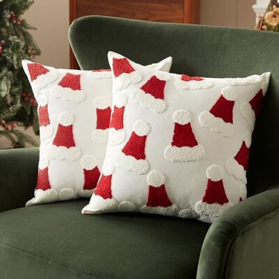 Sonive 2 Stück Weihnachten Kissenbezüge 45x45cm(18x18 in), Weihnachtsmützen Dekokissen Weiche Kissenhülle für Sofa Deko Weihnachten Feiertag Dekoration Sonive 2 Stück Weihnachten Kissenbezüge 45x45cm(18x18 in), Weihnachtsmützen Dekokissen Weiche Kissenhülle für Sofa Deko Weihnachten Feiertag Dekoration