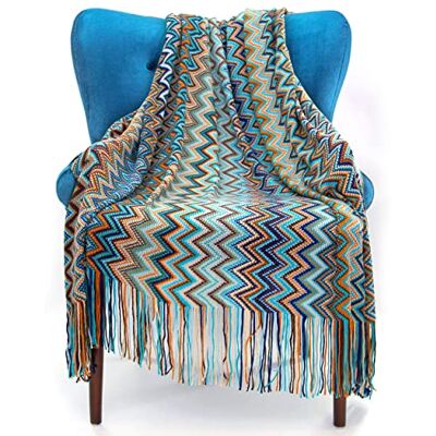 SereneLife Boho-Überwurfdecke, 127 x 170 cm, gemustert, böhmische Couchdecke, große gestrickte Quaste, Überwurf für Bett, Stuhl, Sofa, Couch, Ganzjahresdekoration, weich, bequem und leicht zu reinigen SereneLife Boho-Überwurfdecke, 127 x 170 cm, gemustert, böhmische Couchdecke, große gestrickte Quaste, Überwurf für Bett, Stuhl, Sofa, Couch, Ganzjahresdekoration, weich, bequem und leicht zu reinigen