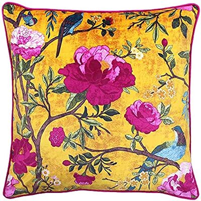 Paoletti Chinoiserie Kissenbezug Blumen- und Vogelmotiv 100% Polyester Maschinenwaschbar Stoff (Goldgelb 50 x 50cm), Gelb Paoletti Chinoiserie Kissenbezug Blumen- und Vogelmotiv 100% Polyester Maschinenwaschbar Stoff (Goldgelb 50 x 50cm), Gelb