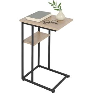 Relaxdays Beistelltisch, große u. kleine Ablage, HBT 60x40x30cm, Tisch für Couch & Bett, Metall & MDF, Hellbraun/schwarz Relaxdays Beistelltisch, große u. kleine Ablage, HBT 60x40x30cm, Tisch für Couch & Bett, Metall & MDF, Hellbraun/schwarz
