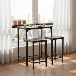 FurnitureR 3 Barsets, Bistro Bar Tisch Set + Stöcke, Breakfast Tisch mit 2 hohen Stöols, Stahlrahmen, Industriestil, rustikaler Stil, rustikales Braun, für Küche, Dining Room, Wohnzimmer, 80 x 50 x 90 FurnitureR 3 Barsets, Bistro Bar Tisch Set + Stöcke, Breakfast Tisch mit 2 hohen Stöols, Stahlrahmen, Industriestil, rustikaler Stil, rustikales Braun, für Küche, Dining Room, Wohnzimmer, 80 x 50 x 90