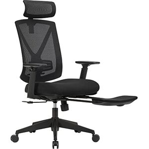 SONGMICS Bürostuhl mit Fußstütze, Ergonomischer Schreibtischstuhl mit Lordosenstütze, verstellbare Kopfstütze und Armstütze, Höhenverstellung und Wippfunktion, bis 150 kg Belastbar, schwarz OBN61BKV1 SONGMICS Bürostuhl mit Fußstütze, Ergonomischer Schreibtischstuhl mit Lordosenstütze, verstellbare Kopfstütze und Armstütze, Höhenverstellung und Wippfunktion, bis 150 kg Belastbar, schwarz OBN61BKV1