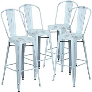 Flash Furniture Handelsübliche Qualität, 4 Stück, 76,2 cm hoch, Metall, für drinnen und draußen, Barhocker mit Rückenlehne, grün-blau, 4 Stück Flash Furniture Handelsübliche Qualität, 4 Stück, 76,2 cm hoch, Metall, für drinnen und draußen, Barhocker mit Rückenlehne, grün-blau, 4 Stück