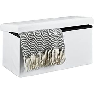 Relaxdays Faltbare Sitzbank XL, mit Stauraum, Sitzcube mit Fußablage, Sitzwürfel als Aufbewahrungsbox, 38x76x38 cm, weiß Relaxdays Faltbare Sitzbank XL, mit Stauraum, Sitzcube mit Fußablage, Sitzwürfel als Aufbewahrungsbox, 38x76x38 cm, weiß