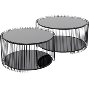 Kare Design Couchtisch Wire Double 2er Set, Schwarz, 63cm Durchmesser, Sicherheitsglas, Wohnzimmertisch, Stahlgestell, Tischplatte aus Glas, Wohnzimmer, Rund, 34x70x70 cm (H/B/T) Kare Design Couchtisch Wire Double 2er Set, Schwarz, 63cm Durchmesser, Sicherheitsglas, Wohnzimmertisch, Stahlgestell, Tischplatte aus Glas, Wohnzimmer, Rund, 34x70x70 cm (H/B/T)