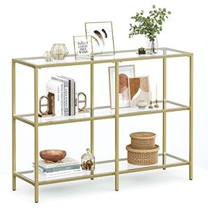 VASAGLE Konsolentisch, Regal, 3 Ablagen aus Hartglas, Flurtisch, 30 x 100 x 73 cm, Metallrahmen, modern, für Flur, Wohnzimmer, Schlafzimmer, goldfarben-transparent LGT27G VASAGLE Konsolentisch, Regal, 3 Ablagen aus Hartglas, Flurtisch, 30 x 100 x 73 cm, Metallrahmen, modern, für Flur, Wohnzimmer, Schlafzimmer, goldfarben-transparent LGT27G