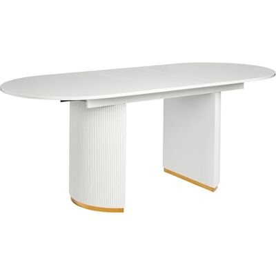 Beliani Esstisch ausziehbar Schmetterlingsauszug weiß glänzend 160/200 x 90 cm Dulverton Beliani Esstisch ausziehbar Schmetterlingsauszug weiß glänzend 160/200 x 90 cm Dulverton