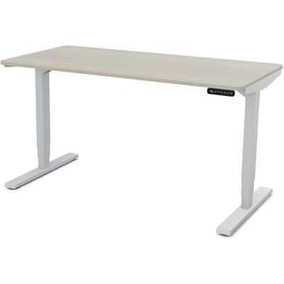 Assmann Höhenverstellbarer Schreibtisch elektrisch, 140x70cm, TÜV-geprüft stufenlos verstellbar mit Aufprallschutz, ergonomischer Schreibtisch Made in Germany, abgerundete Ecken, Eiche Polar/Silber Assmann Höhenverstellbarer Schreibtisch elektrisch, 140x70cm, TÜV-geprüft stufenlos verstellbar mit Aufprallschutz, ergonomischer Schreibtisch Made in Germany, abgerundete Ecken, Eiche Polar/Silber