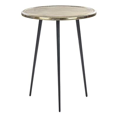 Beliani Beistelltisch Metall Gold mit schwarzen Füßen rund 43 cm dreibeinig Retro Telfer Beliani Beistelltisch Metall Gold mit schwarzen Füßen rund 43 cm dreibeinig Retro Telfer