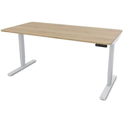 Assmann Höhenverstellbarer Schreibtisch elektrisch, 180x80cm, TÜV-geprüft stufenlos verstellbar mit Aufprallschutz, ergonomischer Schreibtisch Made in Germany, abgerundete Ecken, Eiche Natura/Silber Assmann Höhenverstellbarer Schreibtisch elektrisch, 180x80cm, TÜV-geprüft stufenlos verstellbar mit Aufprallschutz, ergonomischer Schreibtisch Made in Germany, abgerundete Ecken, Eiche Natura/Silber
