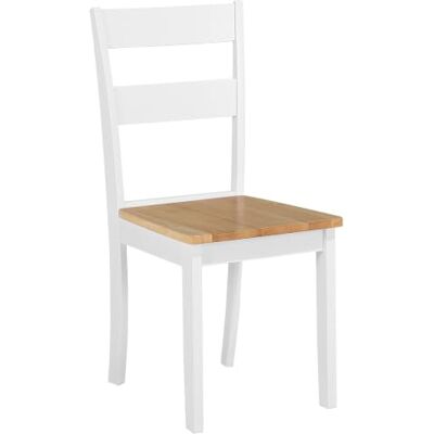 Beliani Praktisches Stuhl-Set 2er Set Gummibaumholz braun/weiß Georgia Holz, 42 cm Sitzhöhe, lackiert, vollständige Montage erforderlich, 80 kg Kapazität, 45 x 89 cm Beliani Praktisches Stuhl-Set 2er Set Gummibaumholz braun/weiß Georgia Holz, 42 cm Sitzhöhe, lackiert, vollständige Montage erforderlich, 80 kg Kapazität, 45 x 89 cm