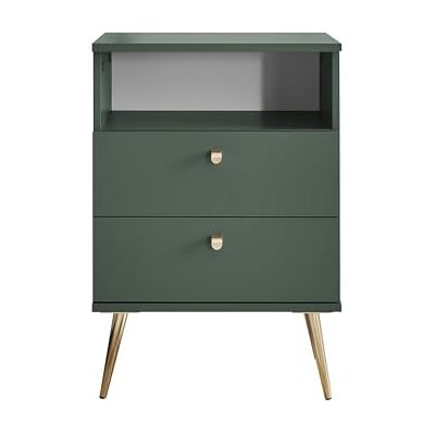 Stella Trading Laila Nachttisch, Tannengrün – Schlichter Nachtschrank mit 2 Schubladen und offenem Ablagefach – 50 x 70 x 34 cm (B/H/T) Stella Trading Laila Nachttisch, Tannengrün – Schlichter Nachtschrank mit 2 Schubladen und offenem Ablagefach – 50 x 70 x 34 cm (B/H/T)