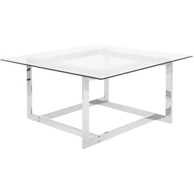 Beliani Moderner Couchtisch aus Glas mit Metallgestell Silber Crystal Beliani Moderner Couchtisch aus Glas mit Metallgestell Silber Crystal