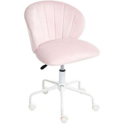 Beliani Bürostuhl Samt pastellrosa gesteppt höhenverstellbar drehbar Muschel-Design Cheerful Beliani Bürostuhl Samt pastellrosa gesteppt höhenverstellbar drehbar Muschel-Design Cheerful