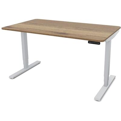 Assmann Höhenverstellbarer Schreibtisch elektrisch, 140x70cm, TÜV-geprüft stufenlos verstellbar mit Aufprallschutz, ergonomischer Schreibtisch Made in Germany, abgerundete Ecken, Eiche Tabak/Silber Assmann Höhenverstellbarer Schreibtisch elektrisch, 140x70cm, TÜV-geprüft stufenlos verstellbar mit Aufprallschutz, ergonomischer Schreibtisch Made in Germany, abgerundete Ecken, Eiche Tabak/Silber