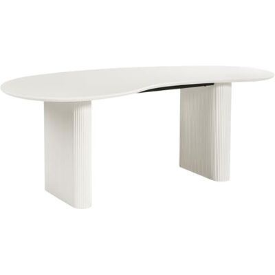 Beliani Esstisch 198 x 93 cm asymmetrisch unregelmäßig geriffelte Beine weiß MDF Peery Beliani Esstisch 198 x 93 cm asymmetrisch unregelmäßig geriffelte Beine weiß MDF Peery