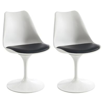 Unique 2 Drehstühle aus Polypropylen, Kunstleder und Stahl – Weiß und Schwarz – XAFY – Esszimmer Unique 2 Drehstühle aus Polypropylen, Kunstleder und Stahl – Weiß und Schwarz – XAFY – Esszimmer
