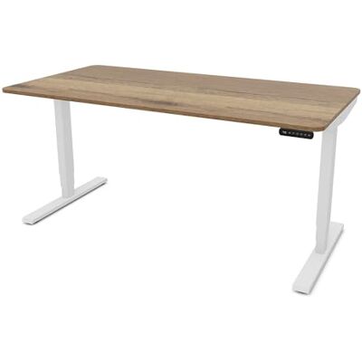 Assmann Höhenverstellbarer Schreibtisch elektrisch, 160x80cm, TÜV-geprüft stufenlos verstellbar mit Aufprallschutz, ergonomischer Schreibtisch Made in Germany, abgerundete Ecken, Eiche Tabak/Weiß Assmann Höhenverstellbarer Schreibtisch elektrisch, 160x80cm, TÜV-geprüft stufenlos verstellbar mit Aufprallschutz, ergonomischer Schreibtisch Made in Germany, abgerundete Ecken, Eiche Tabak/Weiß