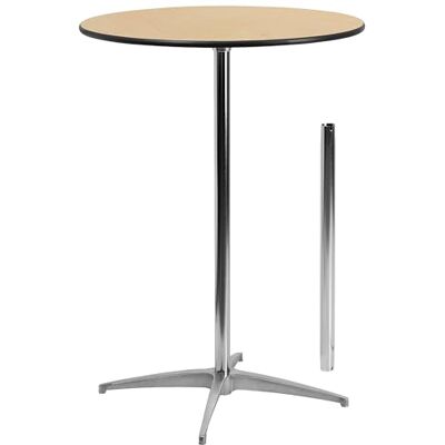 Flash Furniture Cocktail-Tisch, rund, Holz, mit 76 cm und 107 cm langem Rohr, Buchenholz, Chrom, Stahl, schwarz, 76 cm Flash Furniture Cocktail-Tisch, rund, Holz, mit 76 cm und 107 cm langem Rohr, Buchenholz, Chrom, Stahl, schwarz, 76 cm