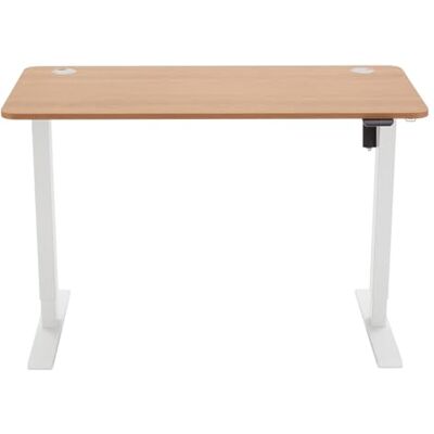 Amazon Sitz-Steh-Schreibtisch, elektrisch höhenverstellbar, 120 x 60 cm, ergonomisch, mit einfacher Bedienung, Tischplatte aus Buchenholz, weißer Rahmen Amazon Sitz-Steh-Schreibtisch, elektrisch höhenverstellbar, 120 x 60 cm, ergonomisch, mit einfacher Bedienung, Tischplatte aus Buchenholz, weißer Rahmen