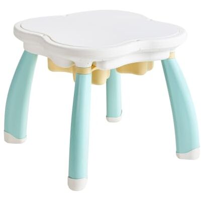 Beliani Multifunktionaler Kindertisch mit 2 Stühlen Bauplatte 4 Boxen abnehmbare Platte Kunststoff blau/weiß Montessori-Stil Bunyan Beliani Multifunktionaler Kindertisch mit 2 Stühlen Bauplatte 4 Boxen abnehmbare Platte Kunststoff blau/weiß Montessori-Stil Bunyan