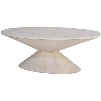DRW Couchtisch in ovaler Form aus Holz in Weiß, 122 x 69 x 45 cm DRW Couchtisch in ovaler Form aus Holz in Weiß, 122 x 69 x 45 cm