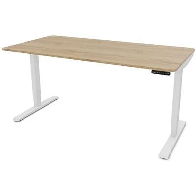 Assmann Höhenverstellbarer Schreibtisch elektrisch, 180x80cm, TÜV-geprüft stufenlos verstellbar mit Aufprallschutz, ergonomischer Schreibtisch Made in Germany, abgerundete Ecken, Eiche Natura/Weiß Assmann Höhenverstellbarer Schreibtisch elektrisch, 180x80cm, TÜV-geprüft stufenlos verstellbar mit Aufprallschutz, ergonomischer Schreibtisch Made in Germany, abgerundete Ecken, Eiche Natura/Weiß