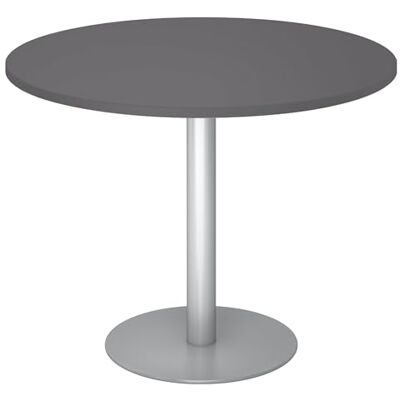 bümö Besprechungstisch, Esstisch groß, Tisch rund 100x100 cm in Graphit, Gestell: Silber großer Rundtisch für 2 Personen mit Holz-Platte, Säule aus Metall, Konferenztisch, Bistrotisch bümö Besprechungstisch, Esstisch groß, Tisch rund 100x100 cm in Graphit, Gestell: Silber großer Rundtisch für 2 Personen mit Holz-Platte, Säule aus Metall, Konferenztisch, Bistrotisch