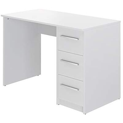 Amazon Moderner Home-Office-Schreibtisch, Computertisch mit 3 Schubladen, einfacher Aufbau, 56 x 110 x 73,5 cm, weiß Amazon Moderner Home-Office-Schreibtisch, Computertisch mit 3 Schubladen, einfacher Aufbau, 56 x 110 x 73,5 cm, weiß